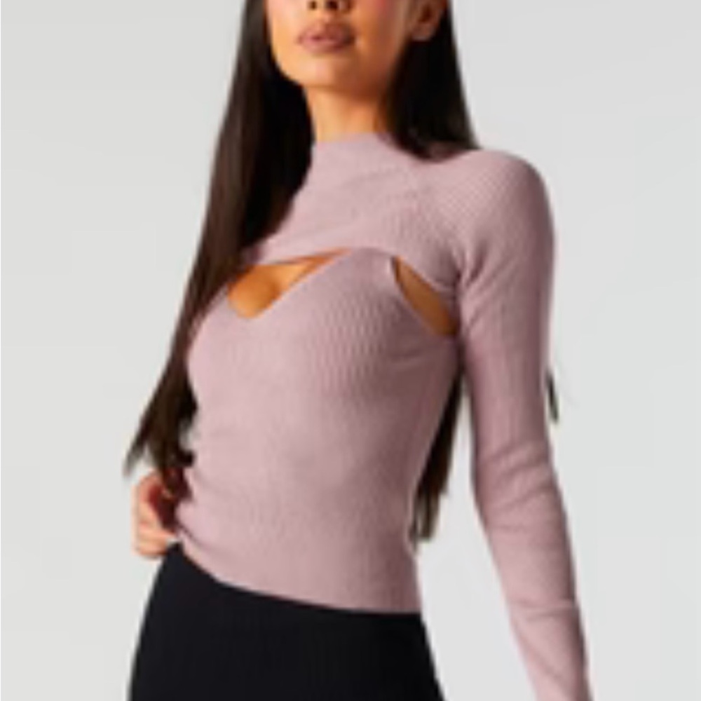 Chic Cut-Out Ribbed Sweater in Mauve